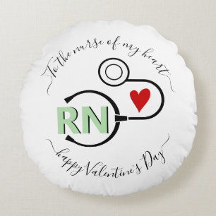 Valentinstag-Stethoskop-Grün RN Rundes Kissen