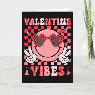 Valentinstag Stimmung Groovy Lächeln Gesicht Mädch Karte