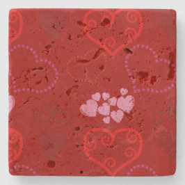 Valentinstag Stone Untersetzer - Rote und rosa Her