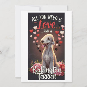 Valentinstag Süß Bedlington Terrier Foto Feiertagskarte
