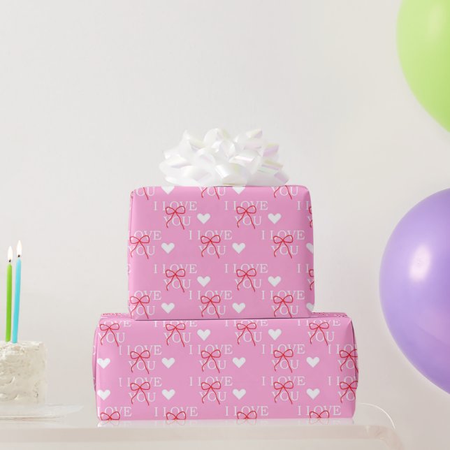 Valentinstag, süß-rosa Bow Geschenkpapier (Partygeschenke)