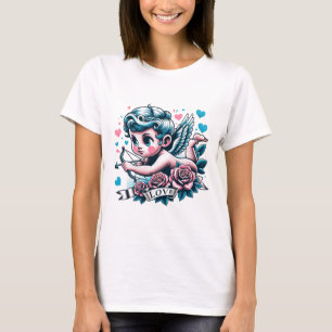 Valentinstag süß rosa teal Cupid T-Shirt