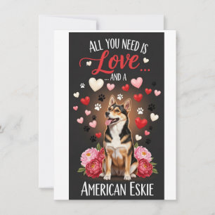 Valentinstag Süße amerikanische Eskimohund-Foto Ku Feiertagskarte