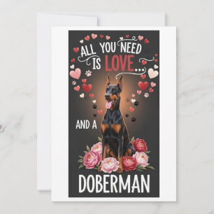 Valentinstag Süße Dobermann-Pinscher-Foto Kuscheln Feiertagskarte