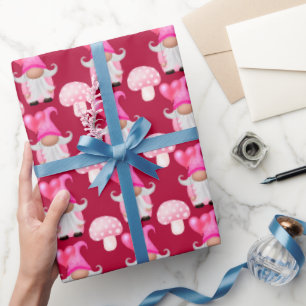 Valentinstag Süße Gnome Muster Rosa Rot Geschenkpapier