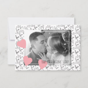 Valentinstag Süße Handgezeichnete Herzen Foto Schr Karte