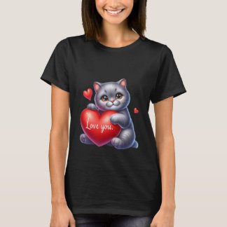Valentinstag Süße Katzenherzen Ballons Kunst ✨🐱🎈 T-Shirt
