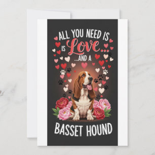 Valentinstag süßer Basset Hound Foto Kuscheln Feiertagskarte