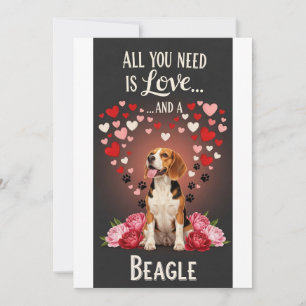 Valentinstag Süßer Beagle Foto Kuscheln  Feiertagskarte