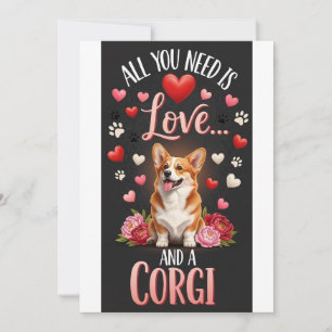 Valentinstag Süßer Corgi-Hund Foto kuscheln Feiertagskarte