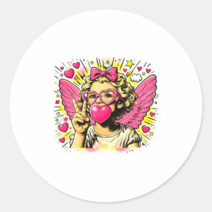 Valentinstag Süßer Cupid Herz Engel Liebe Feiertag Runder Aufkleber