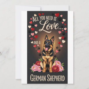 Valentinstag Süßer deutscher Schäferhund Foto Kusc Feiertagskarte