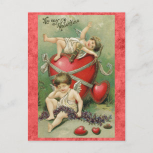 Valentinstag Süßer Vintage-Cupid-Engel-Herz Postkarte