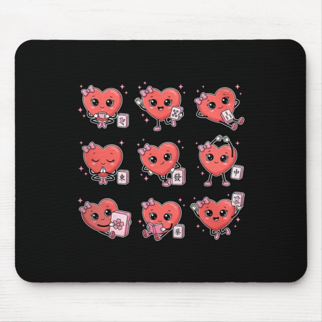 Valentinstag Süßes Herz Mahjong Spiel Chinese Tile Mousepad (Vorne)