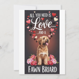 Valentinstag Süßes Reh-Briard-Foto Kuscheln Feiertagskarte
