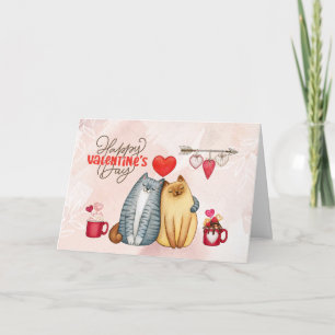 Valentinstag Süßes Romantisches Katzenpaar   Karte
