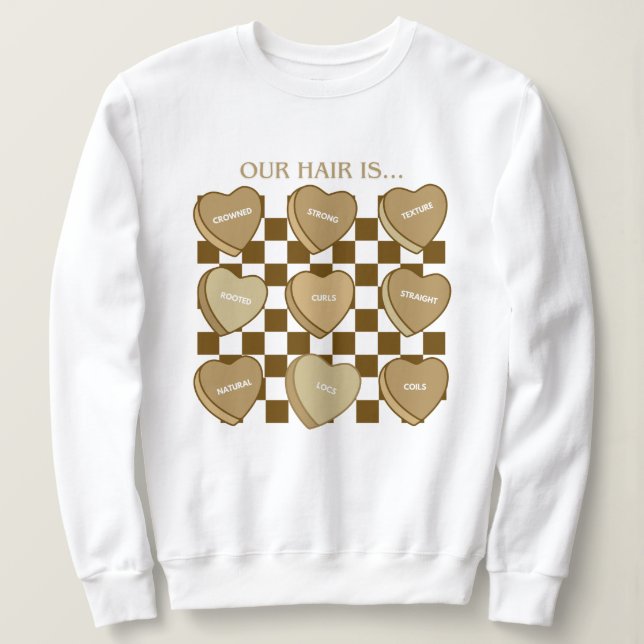 Valentinstag Süßigkeiten Herzen Schwarze Haar Pull Sweatshirt (Design vorne)