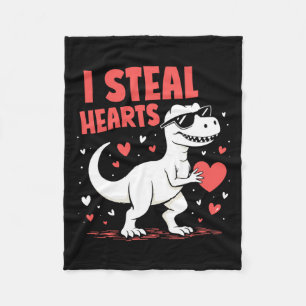 Valentinstag T-rex I Steal Hearts Dinosaur Liebe Fleecedecke