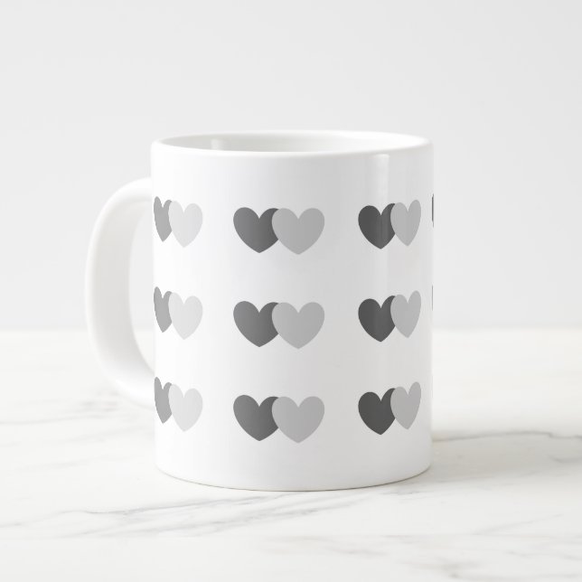 Valentinstag Tasse mit grauem Herzmuster (Vorderseite Links)