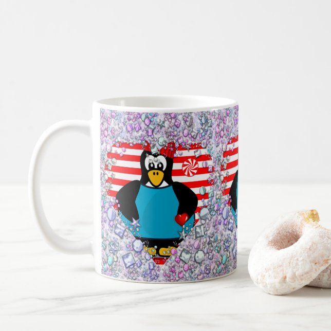 Valentinstag Tasse Pinguin Hearts (Mit Donut)