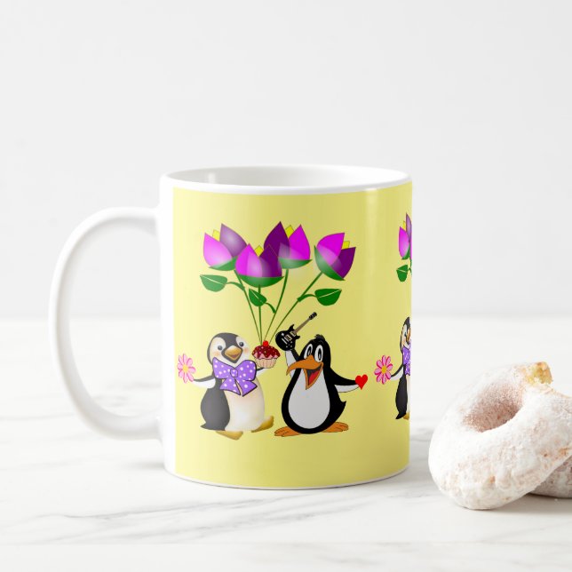 Valentinstag Tasse Pinguin Hearts (Mit Donut)