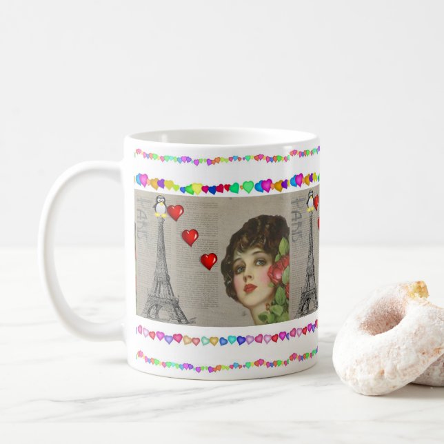 Valentinstag Tasse Pinguin Hearts (Mit Donut)
