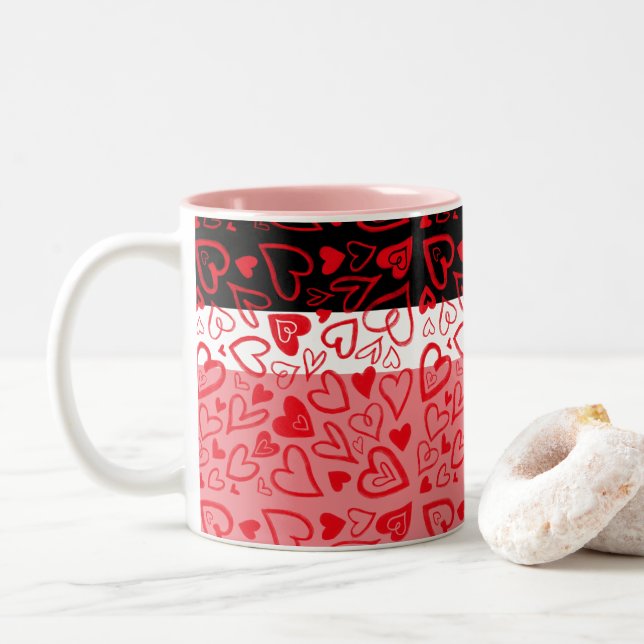 Valentinstag Tasse Spaß Rotes Herz (Mit Donut)