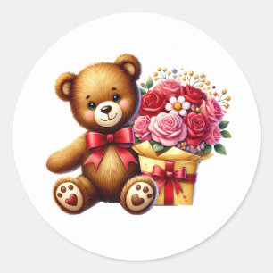Valentinstag-Teddy-Aufkleber Runder Aufkleber