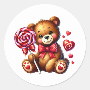 Valentinstag-Teddy-Aufkleber Runder Aufkleber