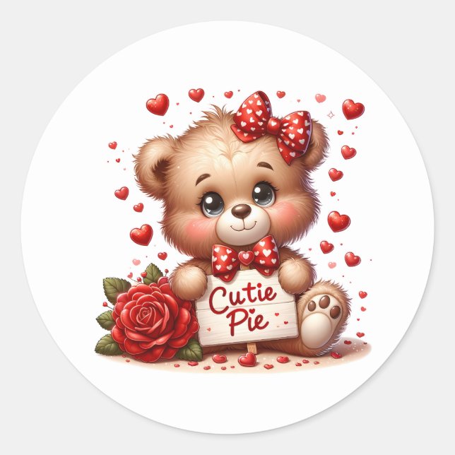 Valentinstag-Teddy-Aufkleber Runder Aufkleber (Vorderseite)