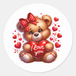 Valentinstag-Teddy-Aufkleber Runder Aufkleber