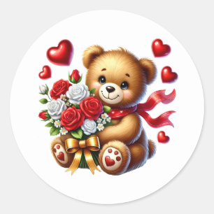 Valentinstag-Teddy-Aufkleber Runder Aufkleber