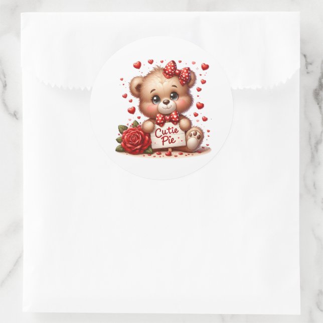 Valentinstag-Teddy-Aufkleber Runder Aufkleber (Tasche)