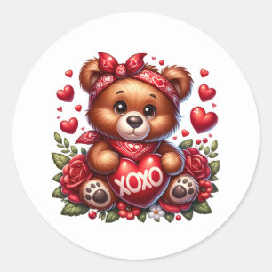 Valentinstag-Teddy-Aufkleber Runder Aufkleber