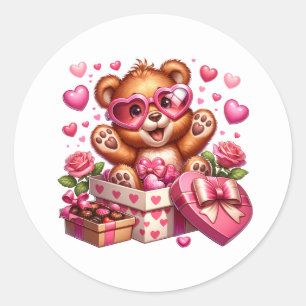 Valentinstag-Teddy-Aufkleber Runder Aufkleber