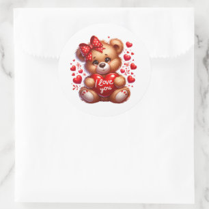 Valentinstag-Teddy-Aufkleber Runder Aufkleber