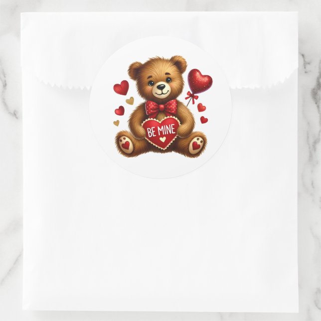 Valentinstag-Teddy-Aufkleber Runder Aufkleber (Tasche)