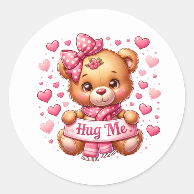 Valentinstag-Teddy-Aufkleber Runder Aufkleber (Vorderseite)