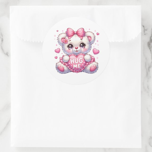 Valentinstag-Teddy-Aufkleber Runder Aufkleber (Tasche)