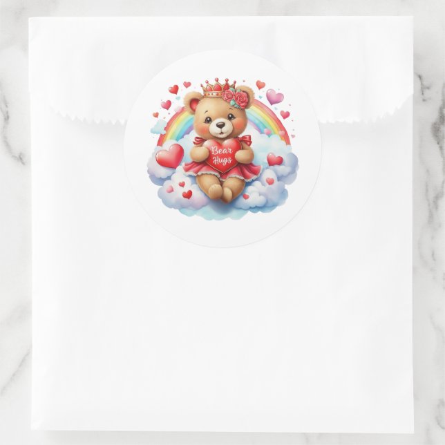 Valentinstag-Teddy-Aufkleber Runder Aufkleber (Tasche)