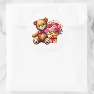 Valentinstag-Teddy-Aufkleber Runder Aufkleber