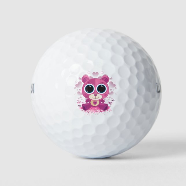 Valentinstag Teddybär Golfball (Vorderseite)