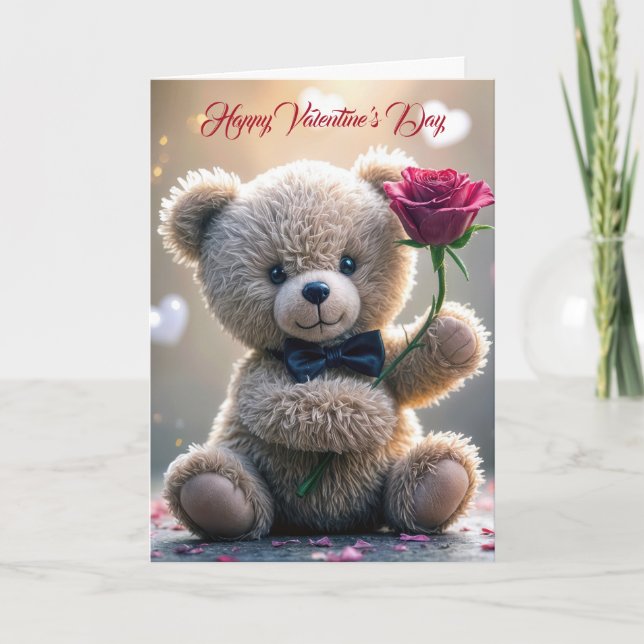 Valentinstag Teddybär Karte (Vorderseite)