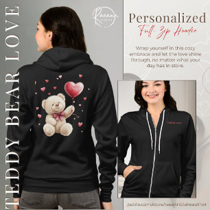 Valentinstag Teddybär Liebe Full-zip Kapuzenpullov Hoodie