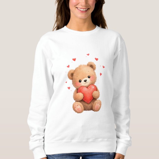 Valentinstag-Teddybär mit Herz T-Shirt (Vorderseite)