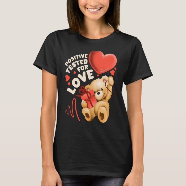 Valentinstag Teddybär mit Herzballon T-Shirt (Vorderseite)