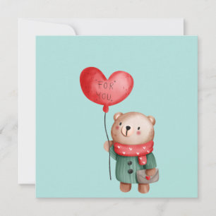 Valentinstag Teddybär mit Liebe Ballon Ca Karte