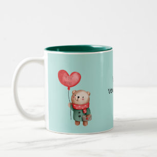 Valentinstag Teddybär mit Liebe Ballon Zweifarbige Tasse