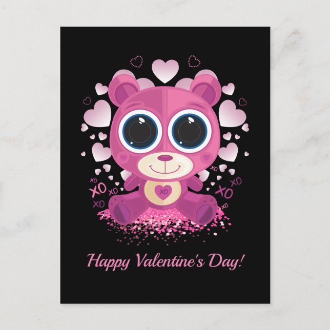 Valentinstag Teddybär Postkarte (Vorderseite)