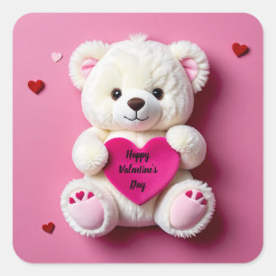 Valentinstag Teddybär Quadratischer Aufkleber